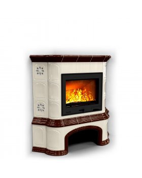 Прованс с дровником угловой Шоколад. Дровяная печь-камин.