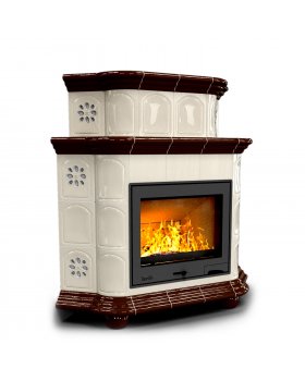 Прованс угловой двухъярусный Шоколад. Камин на дачу на дровах