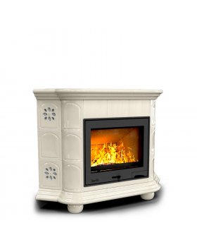 Прованс угловой Ваниль. Камин-печь на дровах.