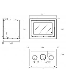 Каминная топка LL CALOR ARGO-70, Топка с чугунной футеровкой и вентиляторами-foto2
