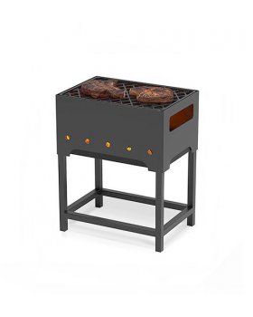 Мангал Везувий "Турист" №1 с чугунной решеткой "СТЕЙК" на подставке