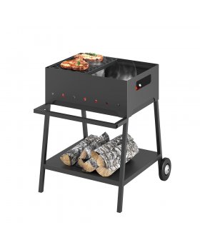 Мангал Везувий "Турист" №2 с чугунной решеткой "СТЕЙК" на подставке