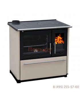 Печь камин Plamen 850 Glas кремовый, труба слева