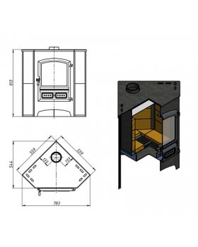 Печь-камин ЭТНА (БКД) угловой "Беж"-foto2