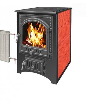 Печь-камин Везувий ПК-01 (205) с плитой и т/о красн. 12 кВт (200 м3) d 150 мм-foto2
