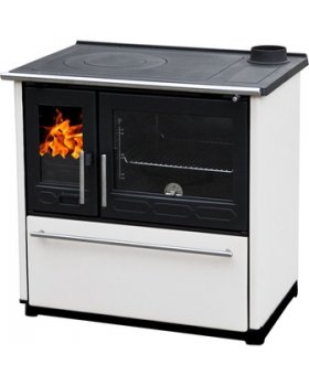 Плита PLAMEN 850 GLAS белая, труба справа (Plamen)