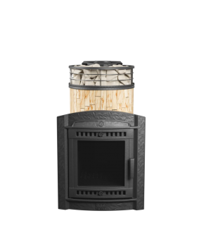 Печь банная «Атмосфера L» в ламелях «Окаменевшее дерево» NEW
