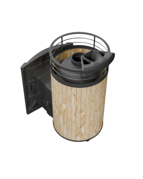 Печь банная «Атмосфера L» в ламелях «Окаменевшее дерево» NEW-foto2