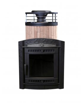 Печь банная «Атмосфера L» в ламелях Окаменевшее дерево ламель+сетка с тоннелем