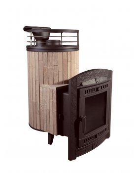 Печь банная «Атмосфера L» в ламелях Окаменевшее дерево ламель+сетка с тоннелем-foto2