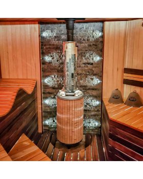 Печь банная «Атмосфера L» в ламелях «Окаменевшее дерево»-foto6