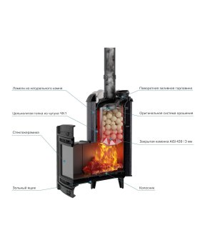 Печь банная «Атмосфера XL» в ламелях «Пироксенит»-foto3