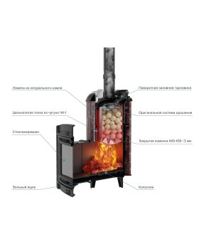 Печь банная «Атмосфера XL» в ламелях «Россо Леванто»-foto3