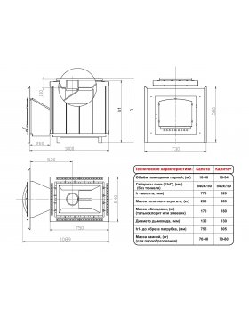 Печь Калита (Чугунная, с панорамным стеклом - талькохлорит)-foto4