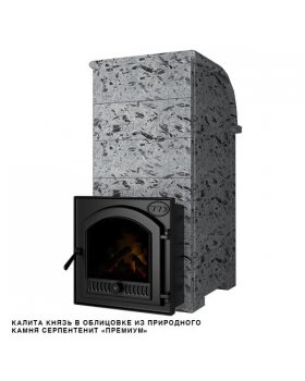 Печь Князь Калита (Чугунная, с панорамным стеклом - серпентинит премиум)
