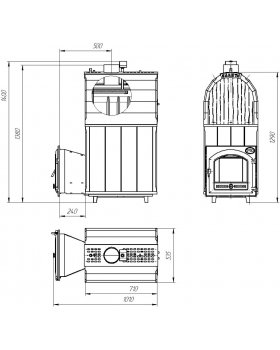 Печь Калита Арочная Pro (Чугунный портал с чугунной дверью - талькохлорит)-foto3