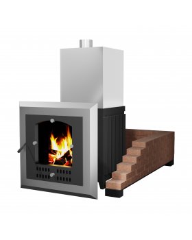 Топочный агрегат для бани Сударушка Семейная (Стальная окрашенная со стеклом)