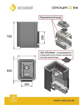 Банная печь Везувий Сенсация 22 Антрацит (ДТ-4) без выноса-foto2